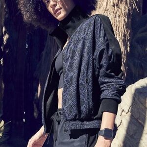 Athleta Brooklyn Track Bomber Snake Print Jacket Size XS